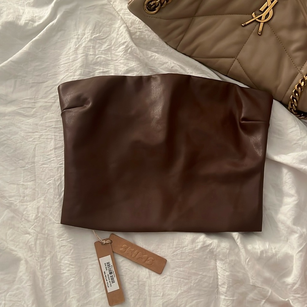 Skims leather crop top on skims website